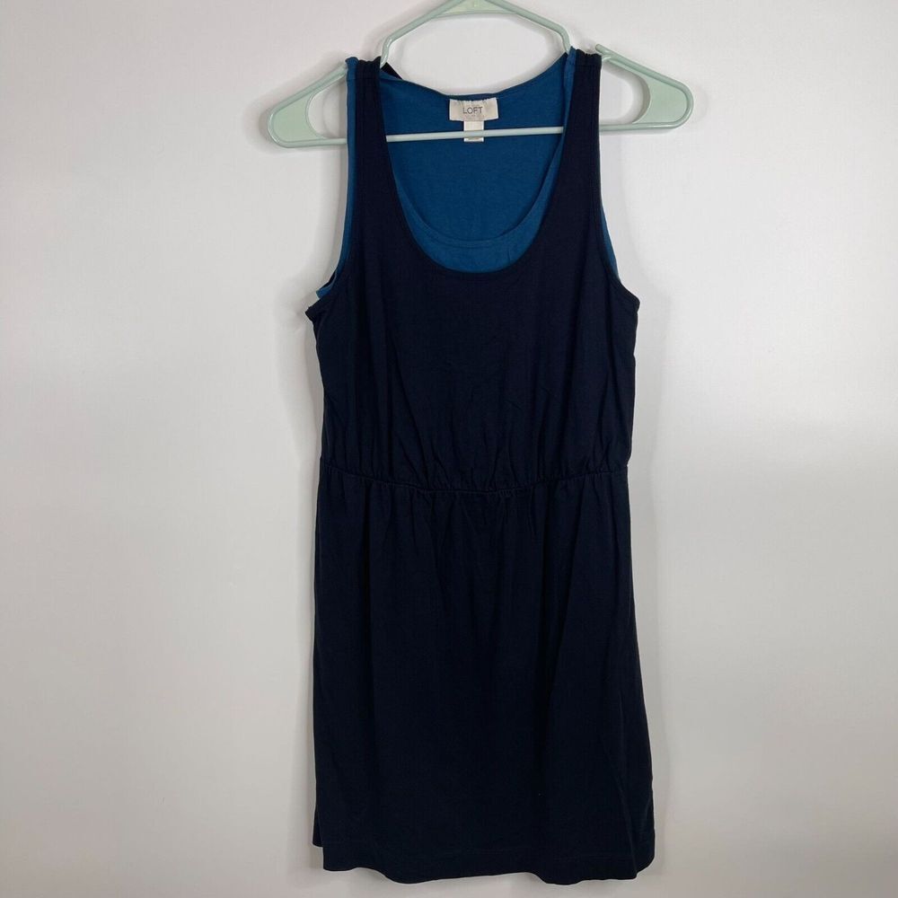 Loft Ann Taylor Womens Casual Dress Size S Blue Sleeveless Round‎ Neck Lined
